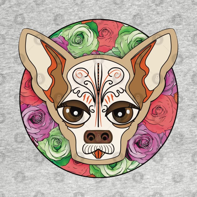 Chihuahua Puppy Dog with Flowers by FlippinTurtles